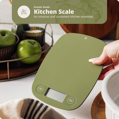 Greater Goods Food Scale – Digital Kitchen Scale, 1g Precision, Easy-Tare & Quick Conversion, Slim Compact Design, Durable & Portable | Ideal for Cooking, Baking & Meal Prep