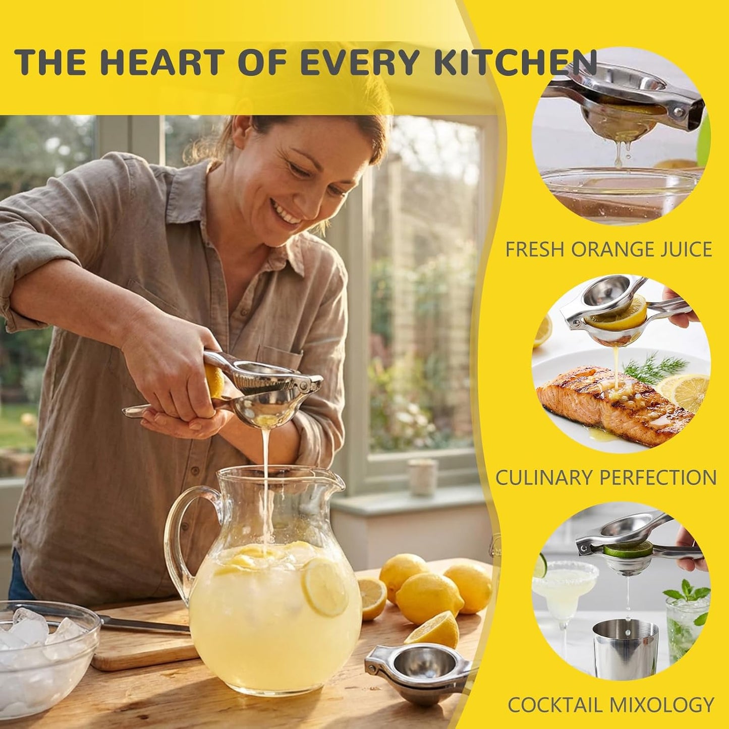 3 Pcs Stainless Steel Lemon Squeezer, Lemon Juicer Set, Manual Juicer, Large Lemon Juicer, Kitchen Tools Lime Squeezer Bar Tool, Suitable for Lemon and Fruit Squeezers