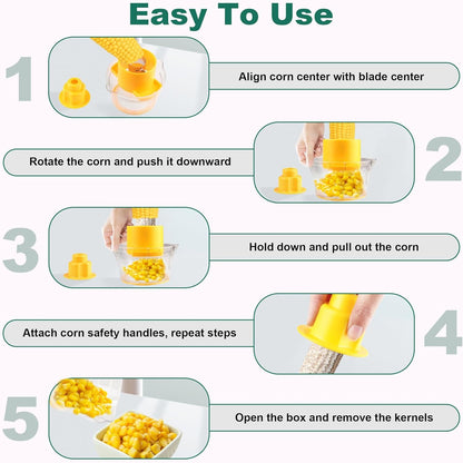 Corn on the Cob Stripper Tool, Corn Sheller - Quickly Strip and Peel Corn, Includes a Bowl for Corn Kernels, Grinder, and a Safe Handle