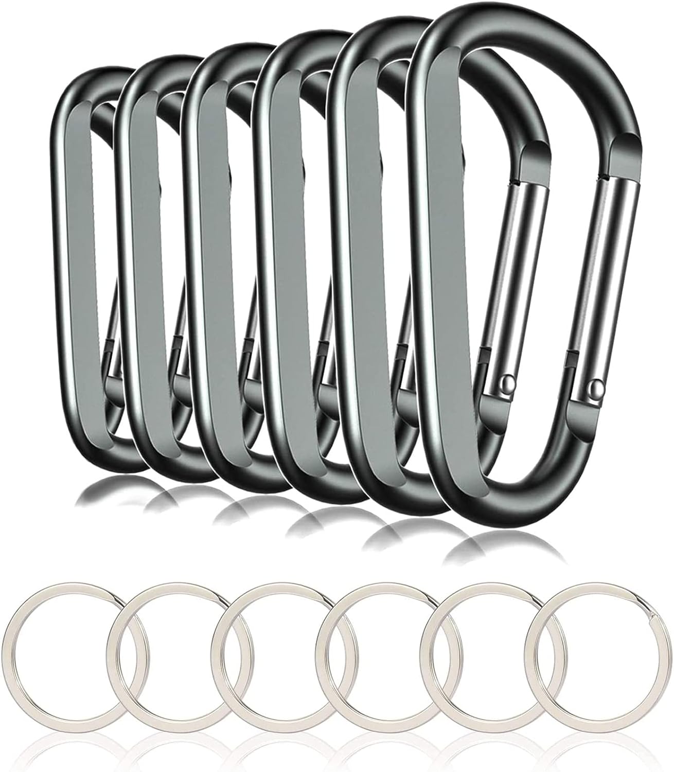 CampTek Carabiner Caribeaner Clip,3" Large Aluminum D Ring Shape Carabeaner with Keyring Keychain Hook