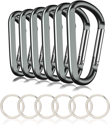 CampTek Carabiner Caribeaner Clip,3" Large Aluminum D Ring Shape Carabeaner with Keyring Keychain Hook