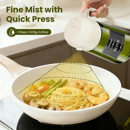 LAKUMIQI 2-in-1 Olive Oil Sprayer for Air Fryer – 16oz Glass Oil Dispenser & Cooking Oil Mister – Spray & Pour Bottle, Non-Aerosol, Leak-Resistant, for Salad, BBQ, Kitchen