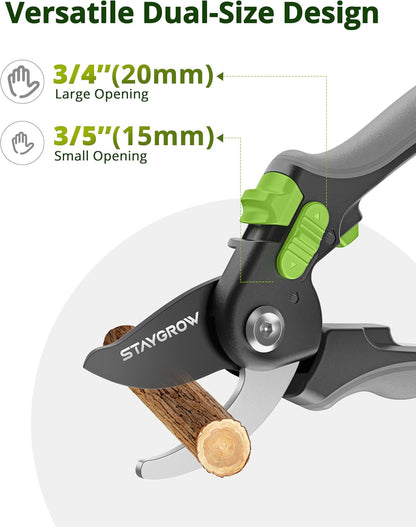 2pcs 6.5" Pruning Shears for Gardening, Ultra Sharp Garden Scissors for Precise Cuts, Stainless Steel Bonsai Clippers with Spring Loaded, 6.5 Inch Garden Shears (1pc Straight & 1pc Curved)