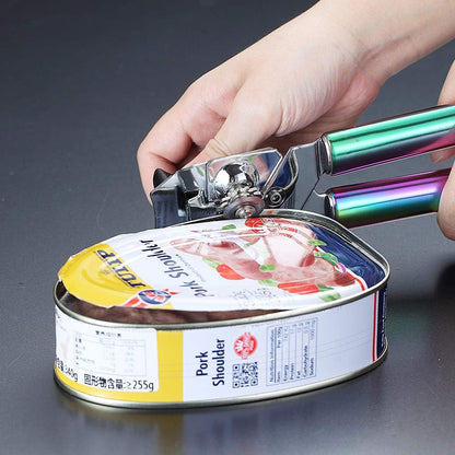 Berglander Can Opener, Stainless Steel Rainbow Handle, Titainium Colorful Plating Handle Hand Held, Smooth Edge Manual Can Opener, Heavy Duty (Rainbow)