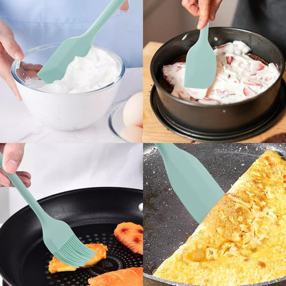 Silicone Spatulas Set of 6, Rubber Spoon Spatula Heat Resistant Spoonula One Piece Design Seamless Spatula Non-Stick Scrapers Baking Mixing Tool (Black)