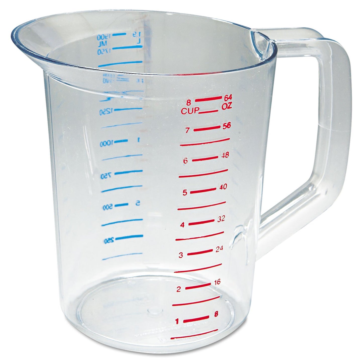 Rubbermaid Commercial Products Bouncer Clear Measuring Cup 2-Cup/0.5-Quart Clear Strong Food Grade Easy Read for Liquid/Dry Ingredients for Home/Professional Kitchen