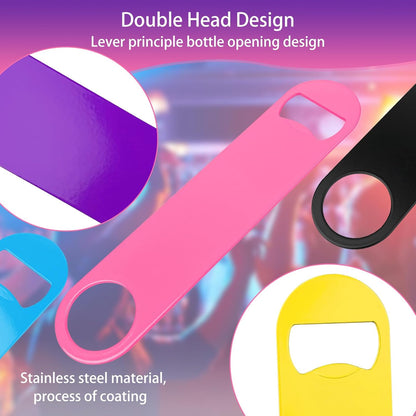 KTOJOY 5 Pack Stainless Steel Colorful Beer Bottle Opener Set, 7 Inch, Large Colorful Design,