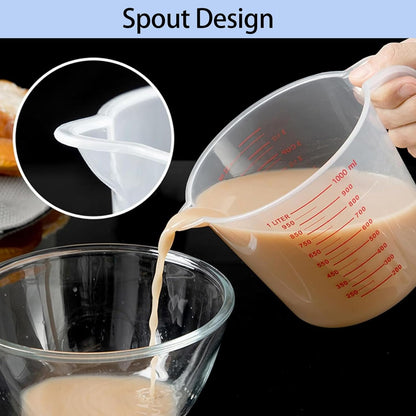 3 Pack Measuring Cup Set, Includes 250Ml (1-Cup), 500Ml (2-Cup) and 1000Ml (4-Cup) Plastic Liquid Measuring Cups- Baking, Cooking, Mixing & Measuring Cups, Essential Kitchen Tools