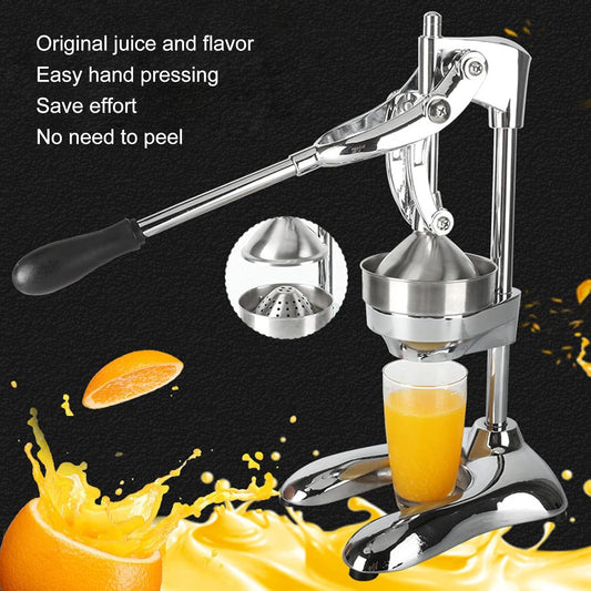 Commercial Grade Manual Hand Press Fruit Squeezer, Heavy Duty Stainless Steel Citrus Lemon Orange Juicer for Home Kitchen Use, Just Pull Down Handle, Stable U Shaped Base
