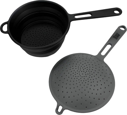 Cambridge Robert Irvine 2-in-1 Collapsible Colander, 0, BLACK