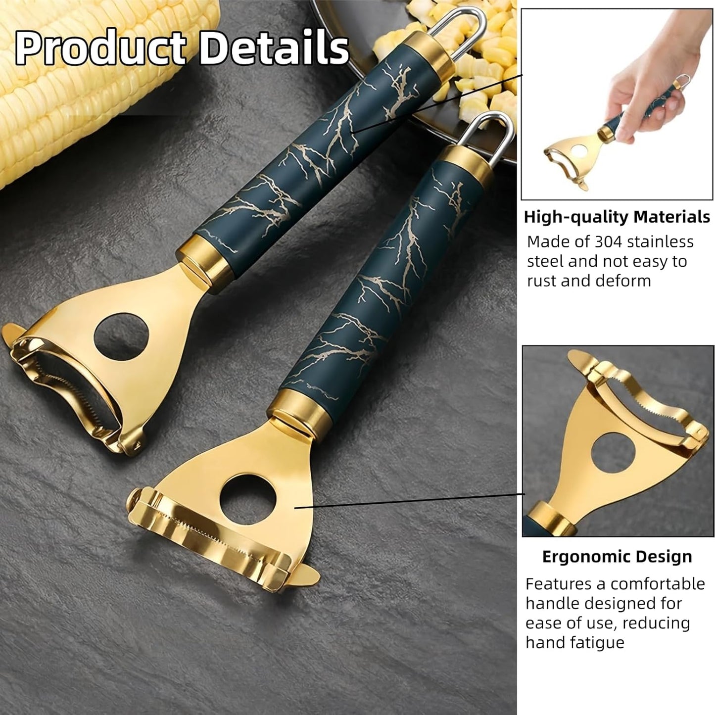 2-Pack Corn Peeler Stainless Stee Corn Cob Stripper Tool Corn Thresher from the Cob, Removes Corn Kernels From Corn Cobs In Seconds, Kitchen Gadget