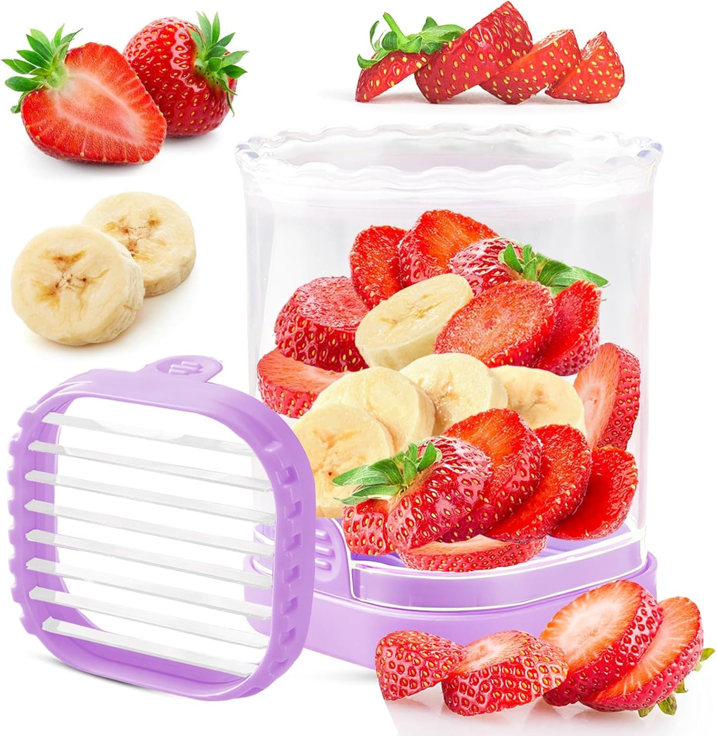 Creative Strawberry & Fruit Slicer - Detachable Cutter with Push Plate (Black)