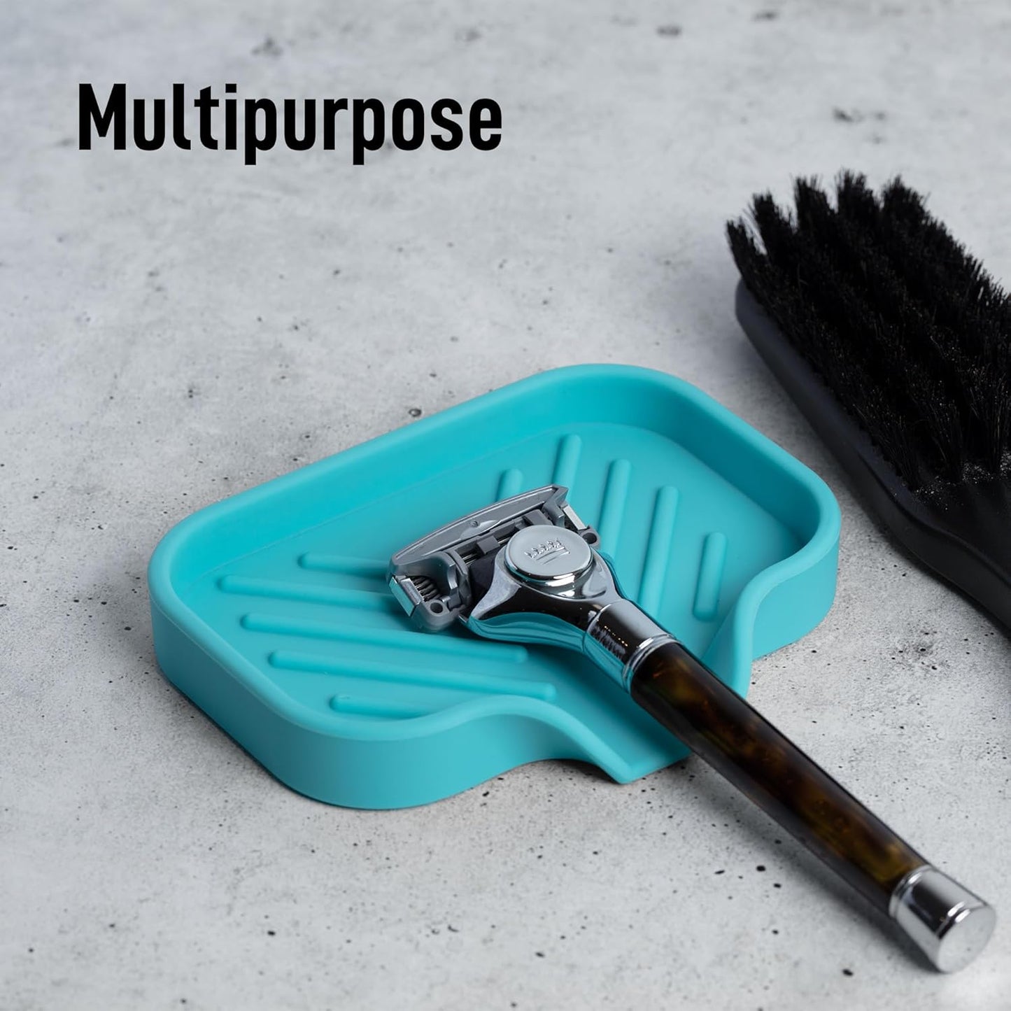 Zulay Kitchen (9x3.5in Sponge Holder for Kitchen Sink - Flexible Heavy-duty Multipurpose Sink Caddy - Counter Organizer for Kitchen, Bathroom, Makeup, Trinkets & More! (Grey)