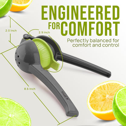 Zulay Kitchen Metal 2-in-1 Lemon Squeezer - Sturdy Max Extraction Hand Juicer Lemon Squeezer Gets Every Last Drop - Easy to Clean Manual Citrus Juicer - Easy-Use Lemon Juicer Squeezer - Yellow/Green