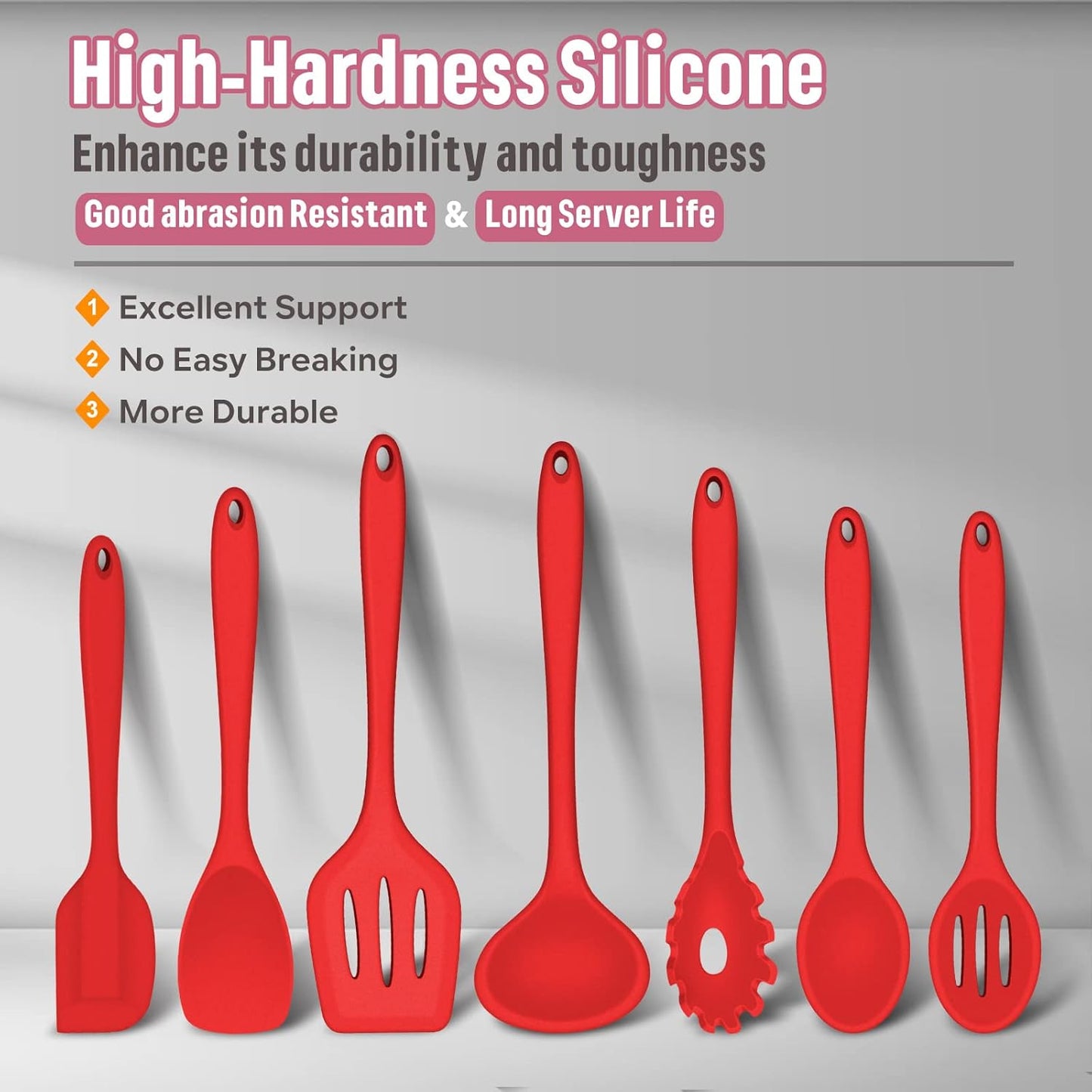 E-far Silicone Cooking Utensils Set, 7-Piece Black Heat Resistant Kitchen Utensils Set, Kitchen Nonstick Tools Spatula Ladle Spoon Pasta Server for Non-stick Cookware, Non-Toxic & Dishwasher safe