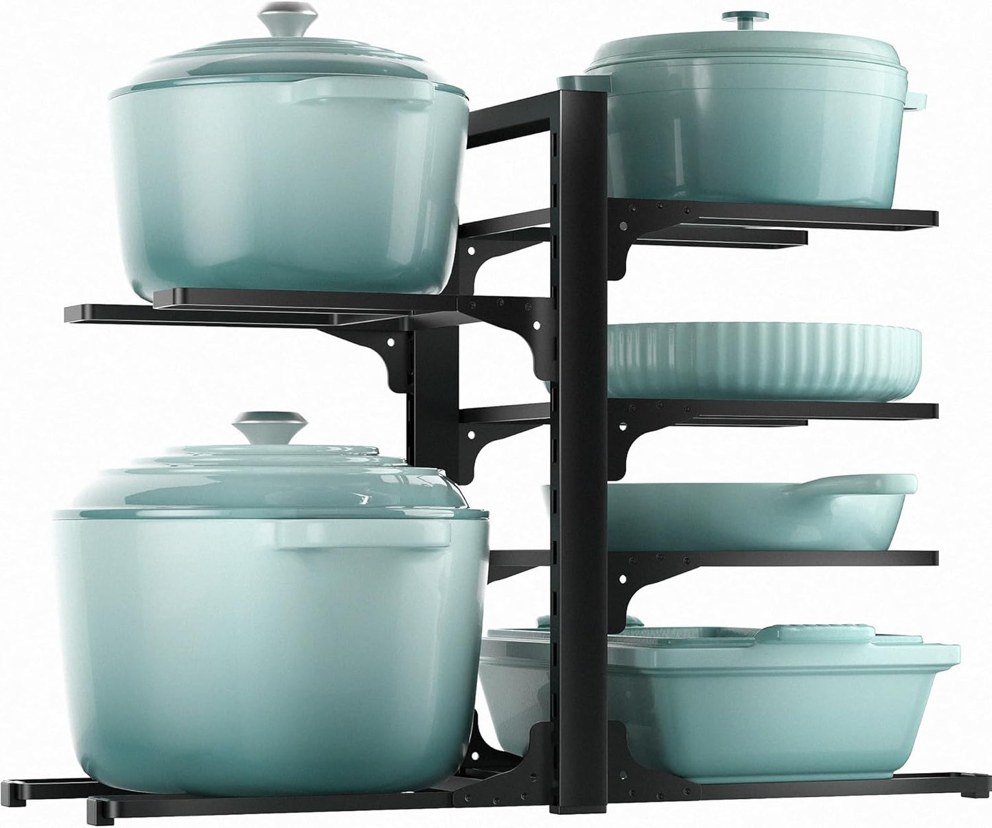 ORDORA Pots and Pans Organizer for Cabinet 16.61 Height, 8 Tier Pot Organizers Rack with 3 DIY Methods, Adjustable Pan Organizer under Cabinet Kitchen Organization and Storage