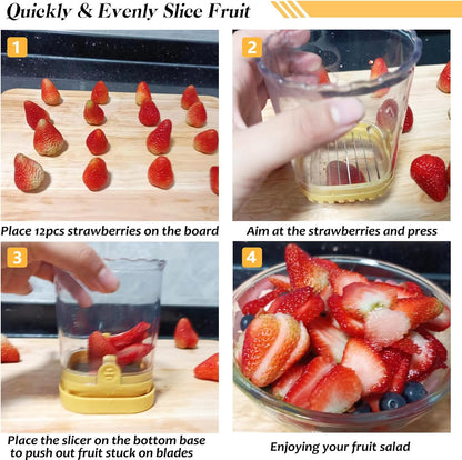 Creative Strawberry & Fruit Slicer - Detachable Cutter with Push Plate (Black)