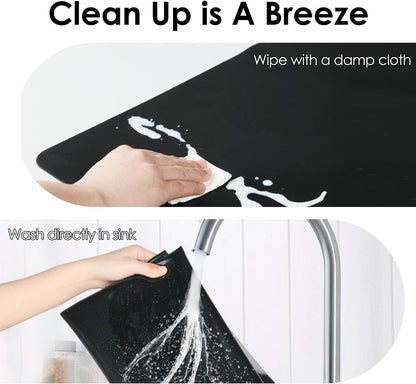 Standard Silicone Mat,Black Baking Mat-Food Grade Kids Dinner Table Placemat Non Slip Counter Mat with Raised Edges Heat Resistant Mat for Air Fryer Nonstick Pastry Dough Mat(1 Pack 23.6'' x 15.7'')