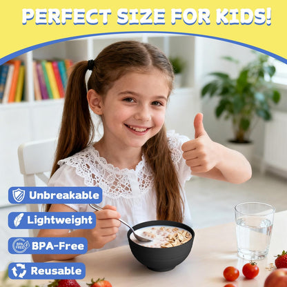 Wheat Straw Bowls Set with Lids, Unbreakable 40 OZ Cereal Bowls Set of 4, Salad Container for Lunch, Microwave & Dishwasher Safe Bowl Set for Kitchen, Picnic, RV, Camping, Multi