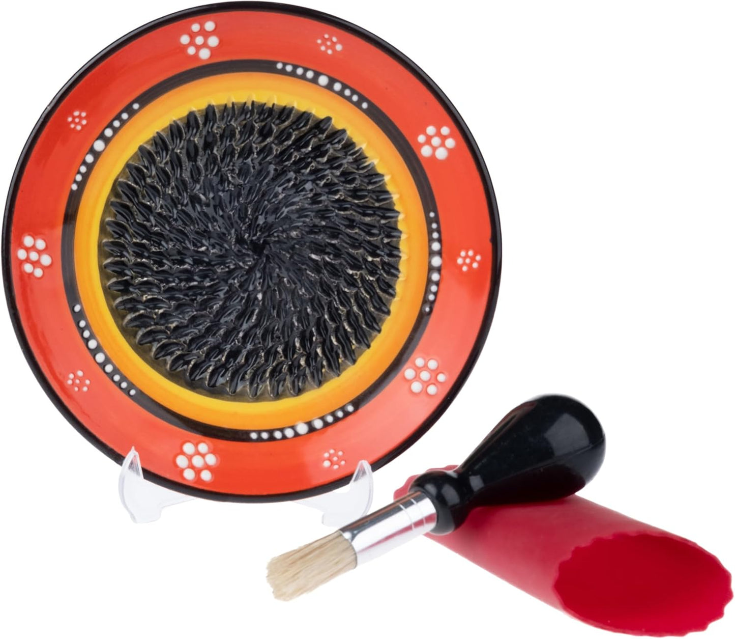 Handmade Ceramic Garlic Grater - 4 Pcs Garlic Press - Natural Ginger & Cheese Grinder - Decorative Mincer - Honey Yellow