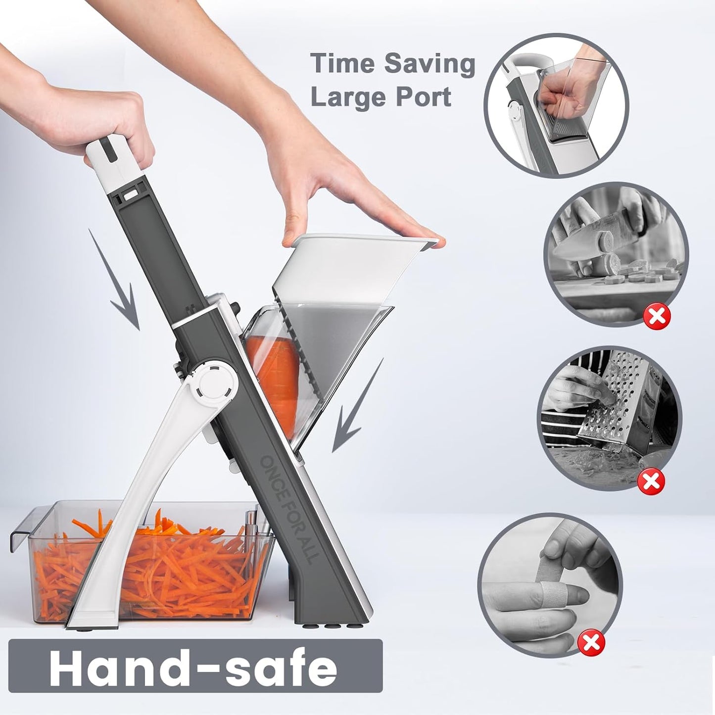 SupMaKin Upgrade Safe Mandoline Slicer Plus, Vegetable Chopper, Potato Slicer, Food Slicer Onion Chopper, Fry Cutter, Veggie Salad Dicer Kitchen Chopping Artifact Gifts (Blue)