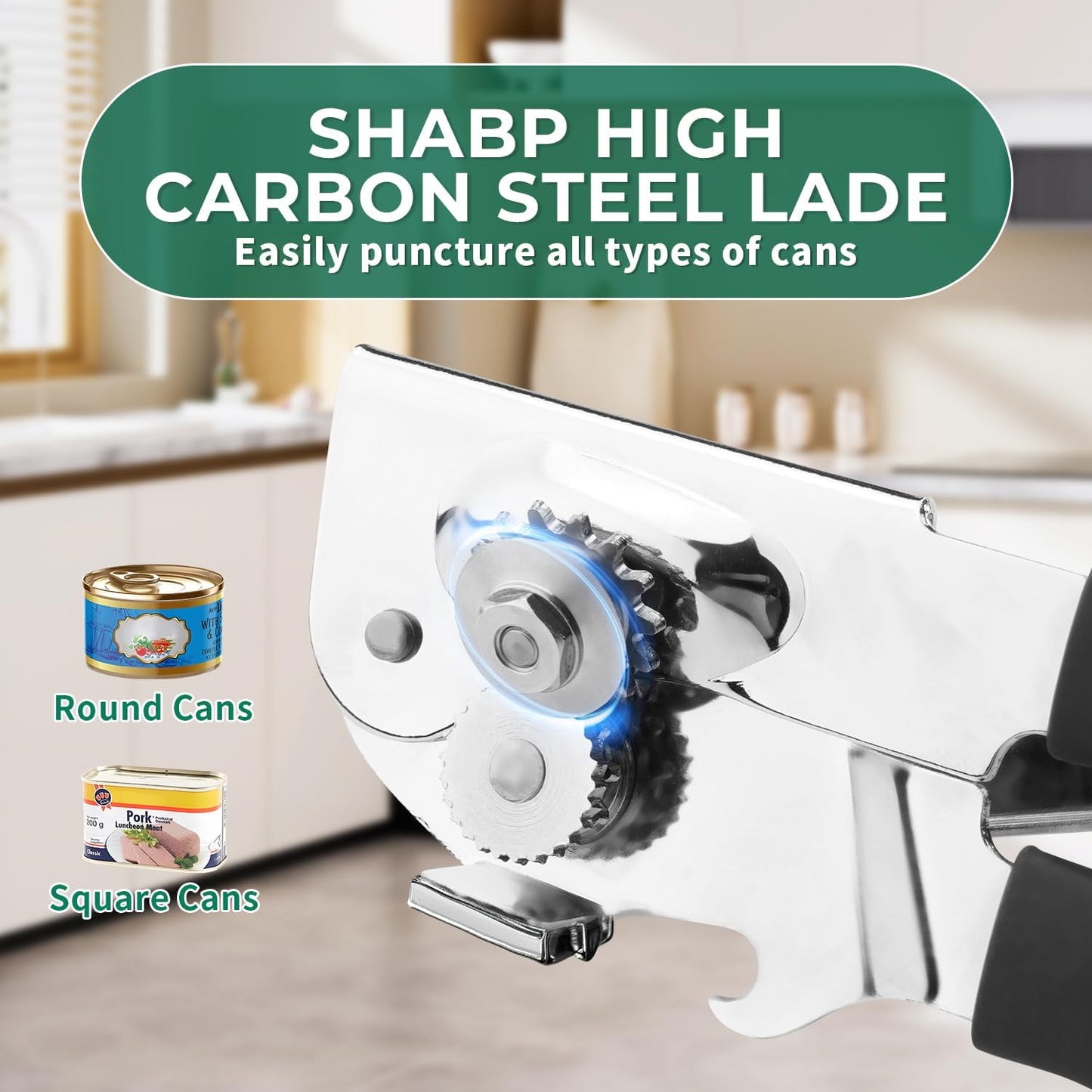 Manual Can Opener Heavy Duty Stainless Steel Commercial Can Opener Handheld Smooth Edge for Seniors for Kitchen Restaurant for Big Cans