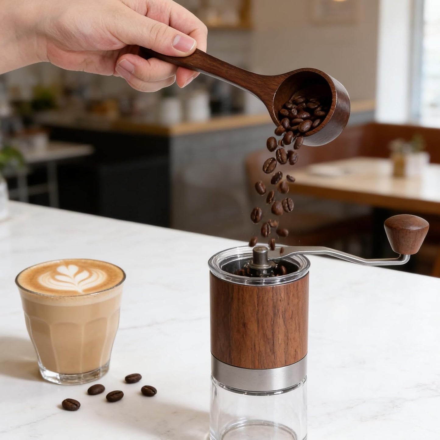 Coffee Scoop for Ground Coffee Wooden Spoon Long Handle Wooden Scoop 10g Measuring Laundry Scoops for Tea, Spices, Kitchen Accessory