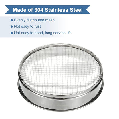 PATIKIL 10 Mesh(2mm) Lab Sieve, 11.8"(30cm) Diameter Sifting Screen 304 Stainless Steel Wire Cloth Fine Mesh Sieve for Industrial Laboratory Home Soil Sifter Dry Sift Screens Hash