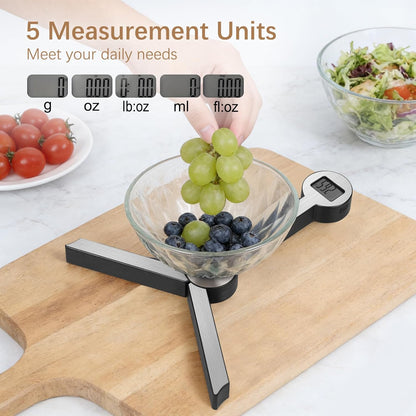 Folding Food Scale, Digital Kitchen Scale, Portable Food Scale Travel Scale for Food, Collapsible Mini Pocket Scale Grams and Ounces, Ideal for Diet Calorie Control Compact Kitchen (Black)