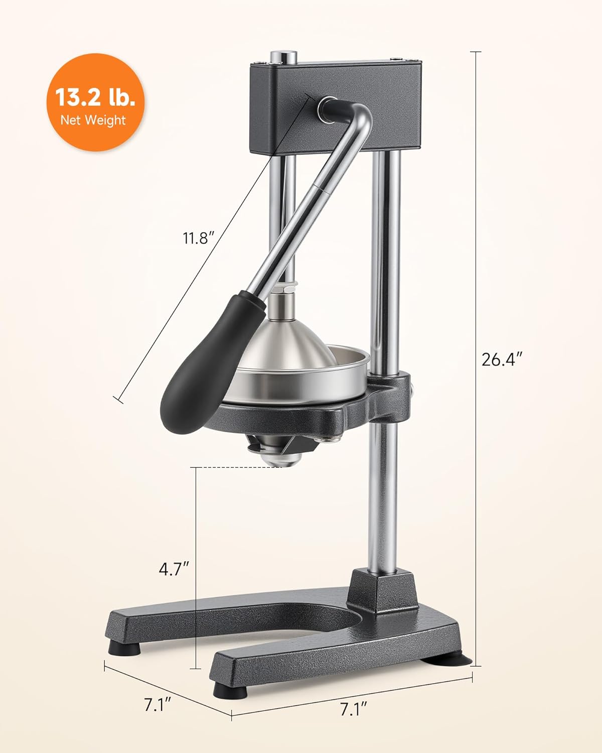 CO-Z Manual Citrus Juicer, Commercial Grade Cast Iron Orange Juicer, Professional Heavy Duty Juice Press with Removable Strainer, Manual Juice Extractor for Orange Lemon Pomegranate Citrus, Black