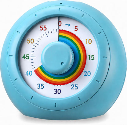 Visual Timer for Kids, 60-Minute Silent Countdown for Classroom, Home, Office, Kitchen, Rainbow Pattern Desk Timer, Time Management Tools with Silent Operation, Pomodoro Timer (Green)