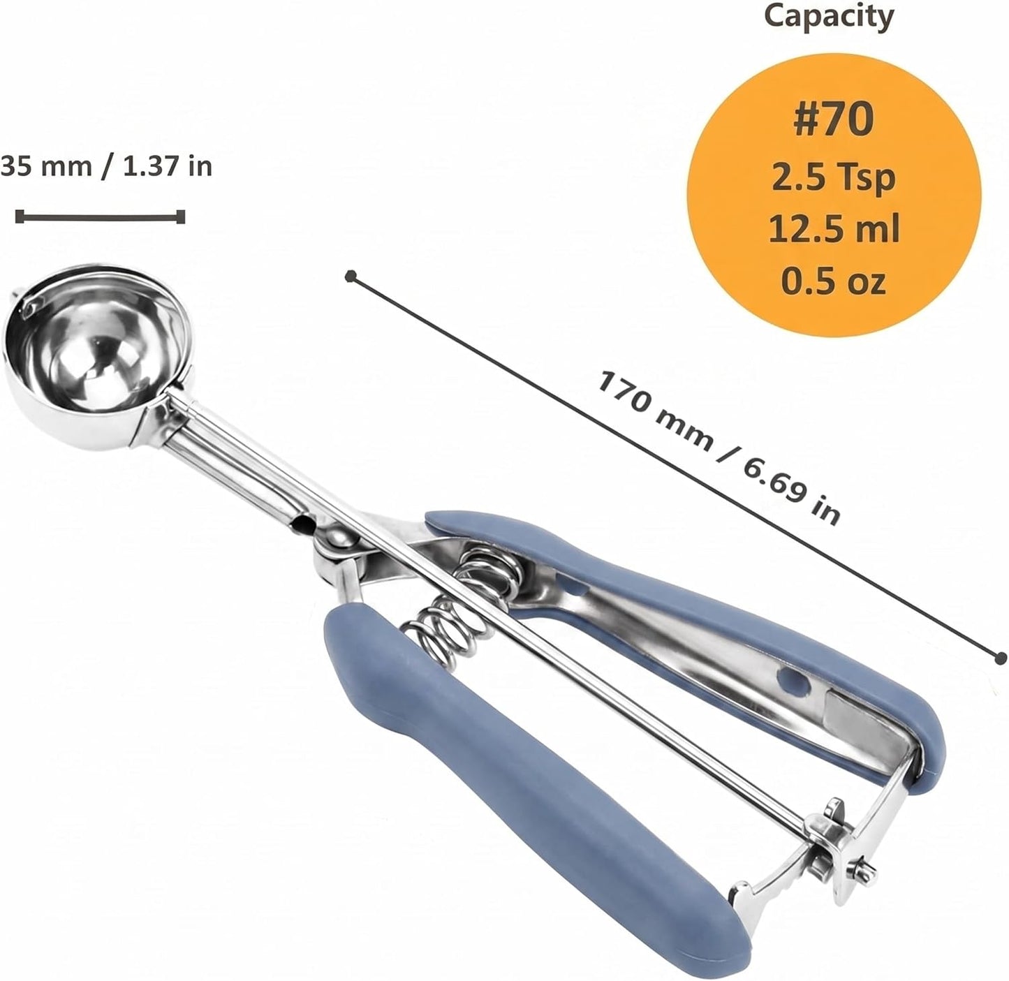 Cookie Scoop, Ice Cream Scoop, 1Tbsp/15 ml/0.5oz Cookie Scoops for Baking, 18/8 Stainless Steel Cookie Scooper for Baking, Ice Cream Scooper with Trigger Release, Cookie Dough Scoop with Non-slip Grip