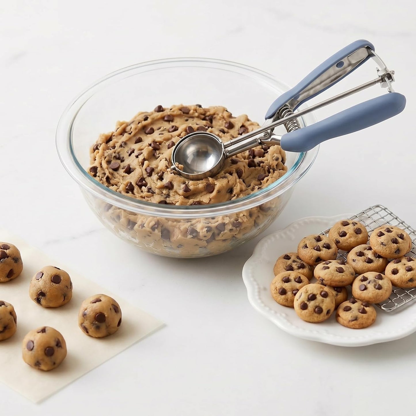 Cookie Scoop, Ice Cream Scoop, 1Tbsp/15 ml/0.5oz Cookie Scoops for Baking, 18/8 Stainless Steel Cookie Scooper for Baking, Ice Cream Scooper with Trigger Release, Cookie Dough Scoop with Non-slip Grip