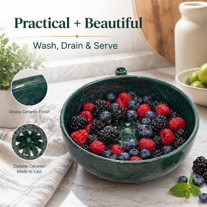 Self-Spinning Berry Washing Bowl – Automatic Fruit & Vegetable Washer, Quick Spin Basket for Berries, Grapes & Small Produce, Multipurpose Kitchen Colander