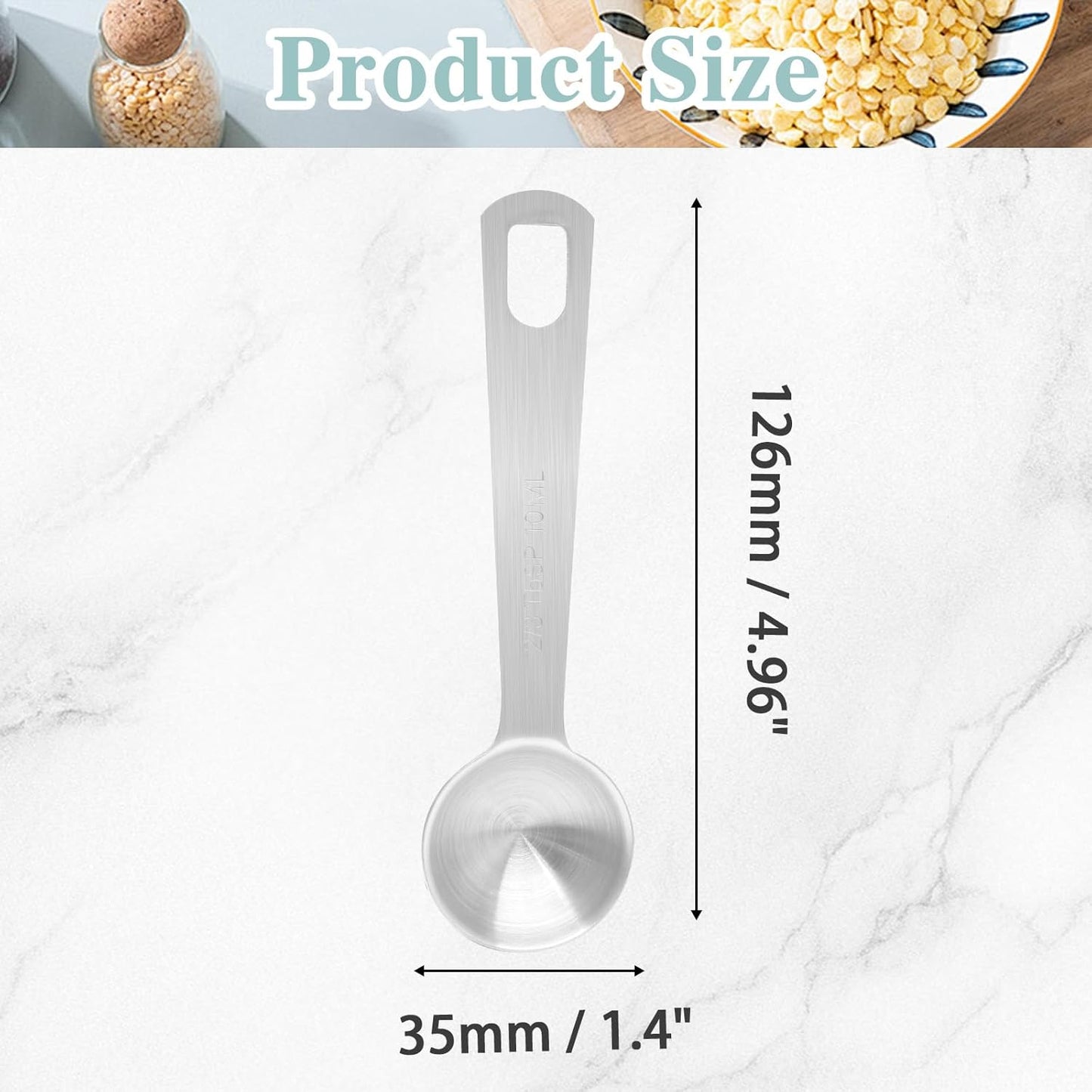 2Pcs 2/3 Tablespoon (2/3 Tbsp | 2 Tsp | 10 Ml | 10 Cc) Stainless Steel Measuring Spoons, 2 Teaspoon Metal Single Measuring Spoon for Measuring Coffee Powder, Grains and Loose Tea