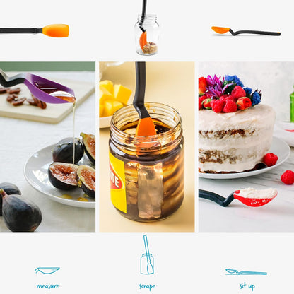 Dreamfarm Mini Supoon Non-Stick Sit-Up Silicone Scraping Cooking Spoon, Jar Scraper Measures 5ml Tsp - 8" Yellow