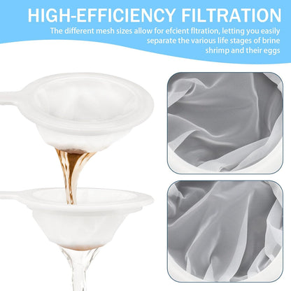Brine Shrimp Net Sieve 80 & 200 Mesh Kit for Hatchery, Small Fish Net for Fish Tank Aquarium with 5 Pipettes and 3 Storage Tubes, Dense Mesh with Handle Collecting Hatching Shrimp