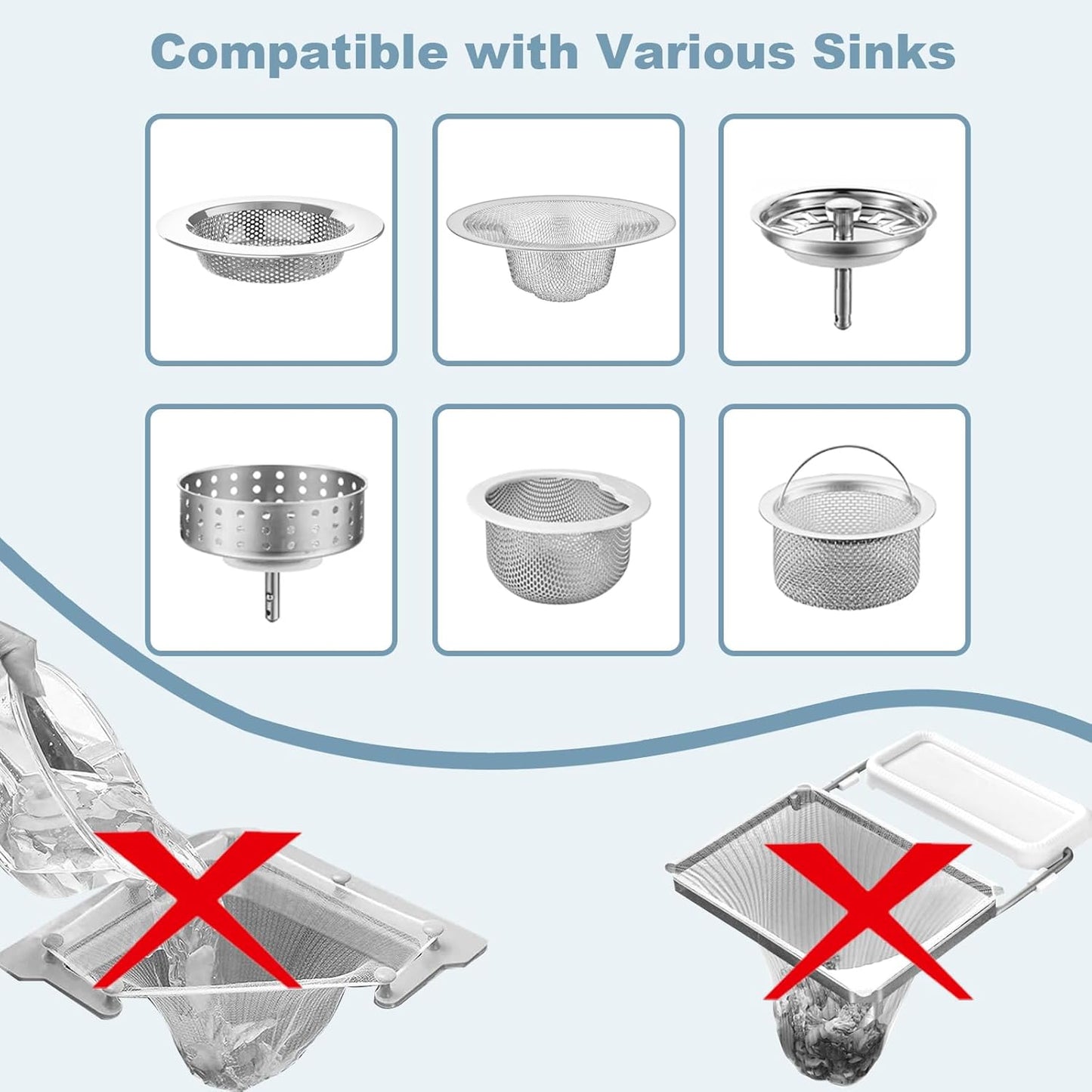 200 PCS Kitchen Mesh Sink Strainer, Disposable Sink Strainer Covers, Drain Nets for Kitchen Sink for Collecting Kitchen Food Waste Leftover Garbage