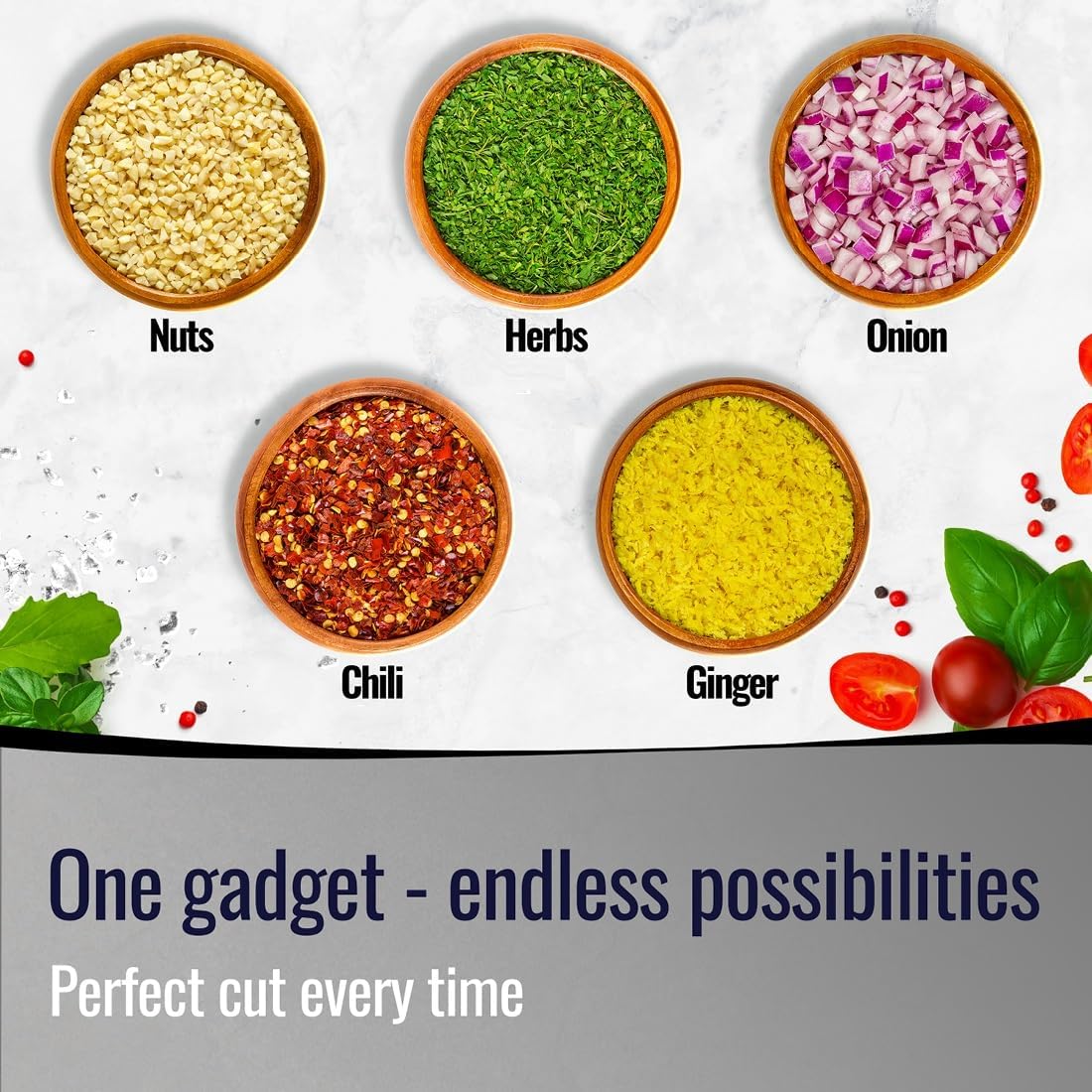 BASSWOOD Vegetable Chopper - Onion Chopper - Pro Food Chopper - Veggie Chopper - Vegetable Chopper with Container - Hand Chopper - Slicer Dicer Cutter
