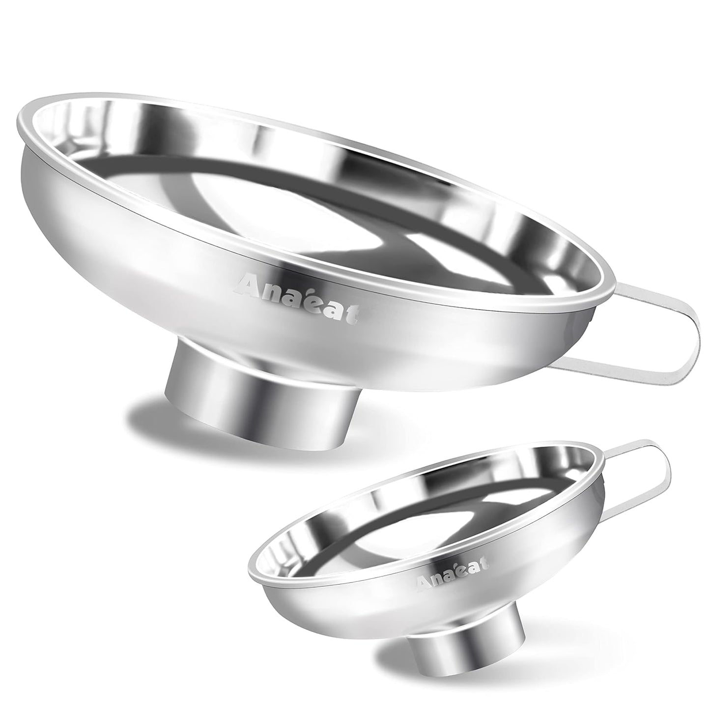 Anaeat Stainless Steel Mini Kitchen Funnel Set, 3 Pack Durable Metal Filling Funnels for Transferring Liquid, Dry ingredients, Cosmetic Lotion, Fluid, Spices, Powder - Food-Grade & High Heat Resistant