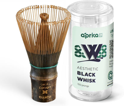 Aprika Life Matcha Bamboo Whisk Set with Holder | 100 Prong Chasen, Bamboo Scoop & Glass Whisk Holder | Matcha Whisk and Holder Starter Kit