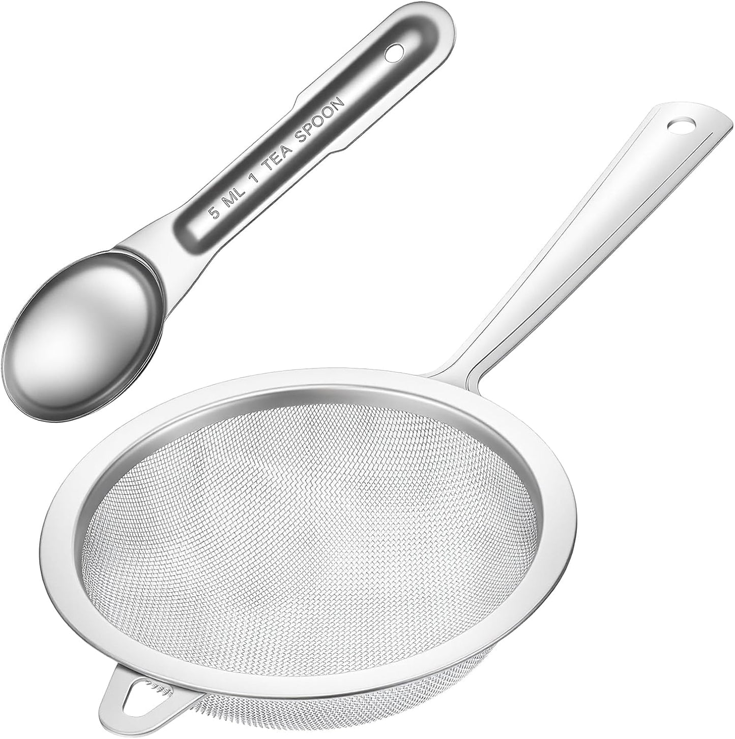 Sieve Fine Mesh Stainless Steel, Mesh Strainer with Handle, Fine Meshes Strainers for Cooking Tea Food Strainer (Send 1 Spoon)
