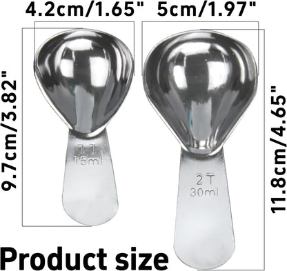2 Pcs Coffee Scoop, Measuring Spoon Set With Scale 15ml(1 Tbsp) and 30ml(2 Tbsp), Stainless Steel Coffee Spoons for Tea, Coffee Bean, Milk Powder, Black