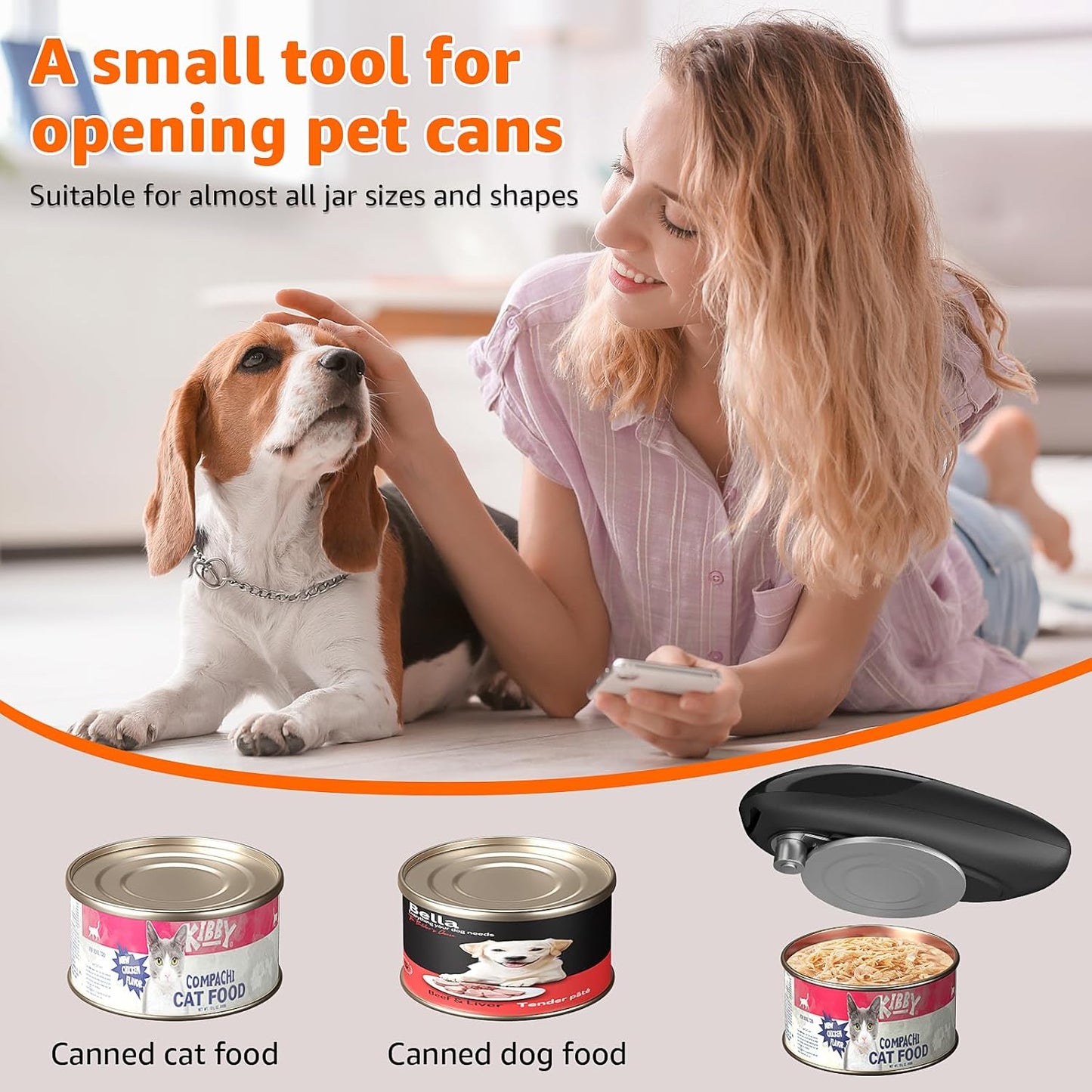 electriccan opener, automatic can opener, one-button operation, with smooth edge design suitable for the elderly, portable kitchen tool, suitable for most can sizes.