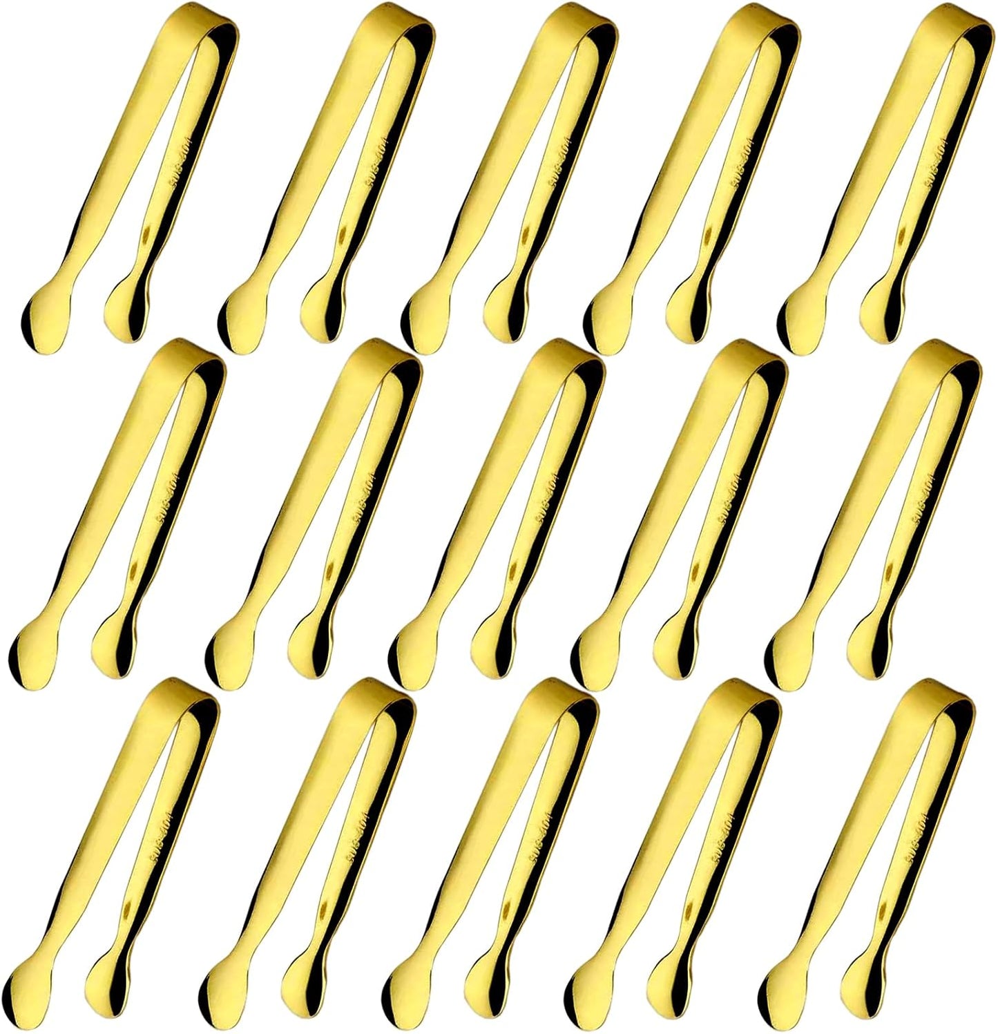 6PCS Ice Tongs Mini Sugar Tongs 4.25Inch Stainless Steel Kitchen Utensils Set,Small Serving Tong and Tiny Kitchen Tong for Appetizers,Tea Party, Coffee Bar, Desserts by Sunenlyst (Silver)