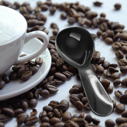 Coffee Scoops 2Tbs (30ml/ 1/8 Cup / 1 oz), Black 304 Stainless Steel Coffee 2 Tablespoon Scoop Short Handle Measuring Spoon, Set of 2