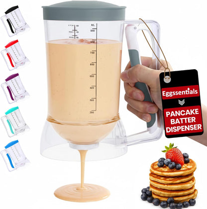 Eggssentials - Pancake Batter Dispenser with 5-Cup Capacity - Waffle Batter Dispenser for Pancakes, Cupcakes & Crepes, Easy-Squeeze Handle, Dishwasher Safe - Black Pancake Dispenser