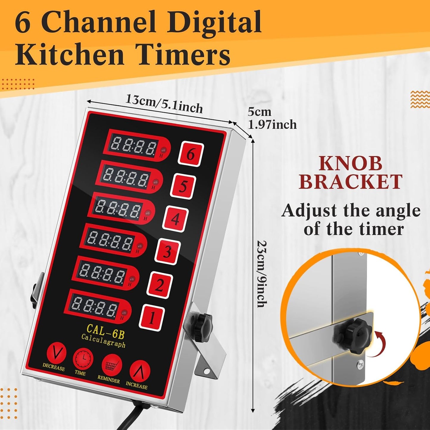 Relaxweex 1 Pack Commercial 8 Channel Digital Kitchen Timer, Multi-Countdown Timer with Loud Alarm & Large LCD Display, Wall Mount or Countertop for Restaurant, Fry Station, Baking & Lab Use