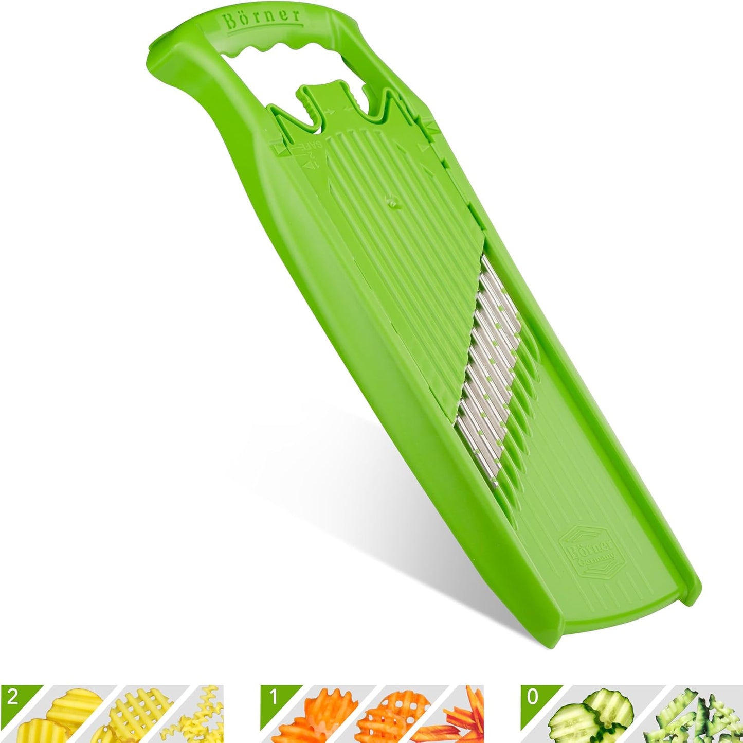 Börner Wave/Gaufrel XXL PowerLine Vegetable Slicer • Corrugated Vegetable Cutter • Corrugated/Waffle Cutter • Potato Grater for Grilled Potatoes Orange
