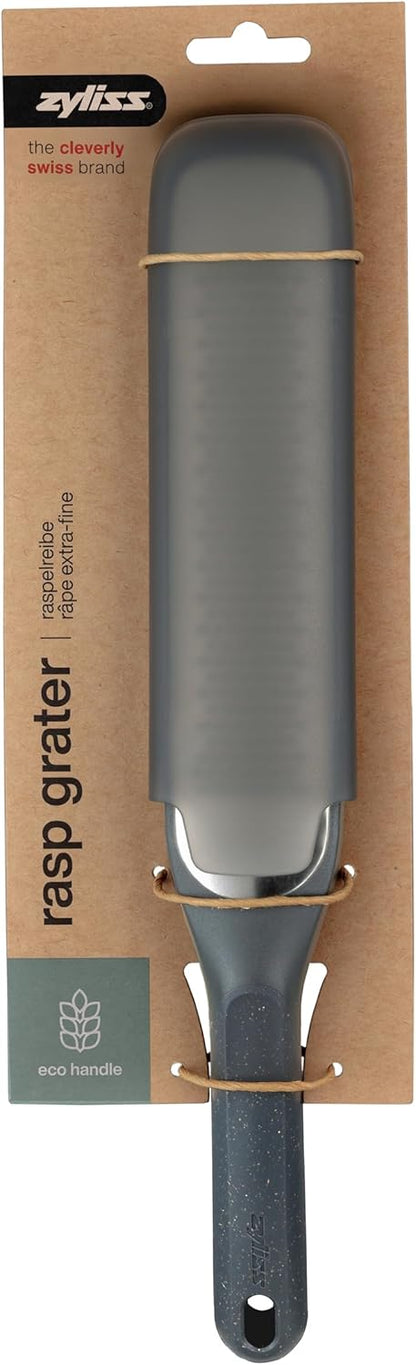 Zyliss Fine Grater and Zester - Handheld Grater with Stainless Steel Blade & Wheat Straw Handle - Ideal for Hard Cheese, Chocolate, Fruit, Vegetables, & More - Protective Cover Doubles as Scraper